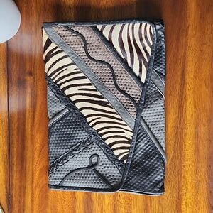 7 Seven Handbags by Dimitri Vintage Leather Large Clutch Calf Hair